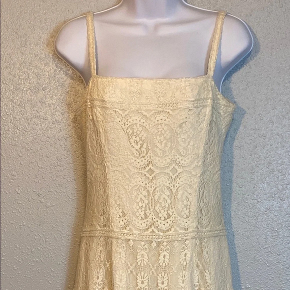 Tootsies Cream Lace & Beaded Sheath Dress with Spaghetti Straps and  Slit - Picture 7 of 9